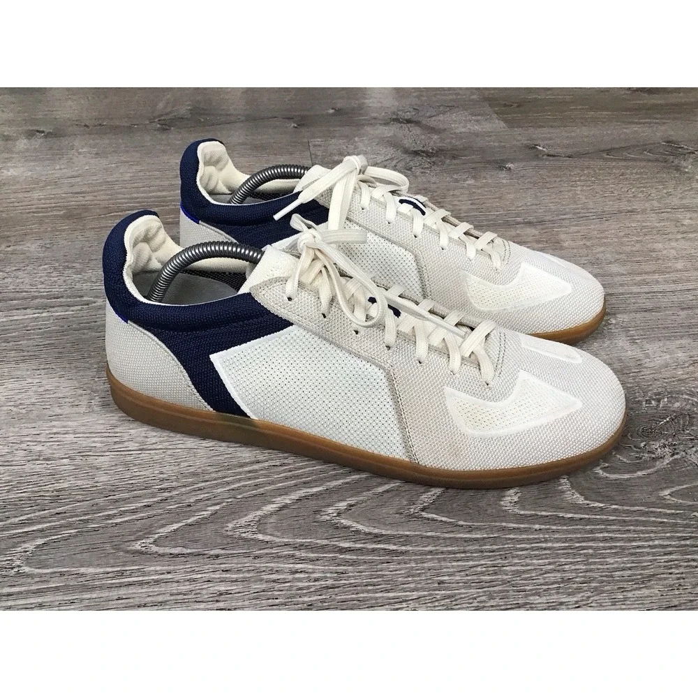Rothys RS01 Blue And Cream Men's Lace Up Shoes Size 12 Casual knit sneakers